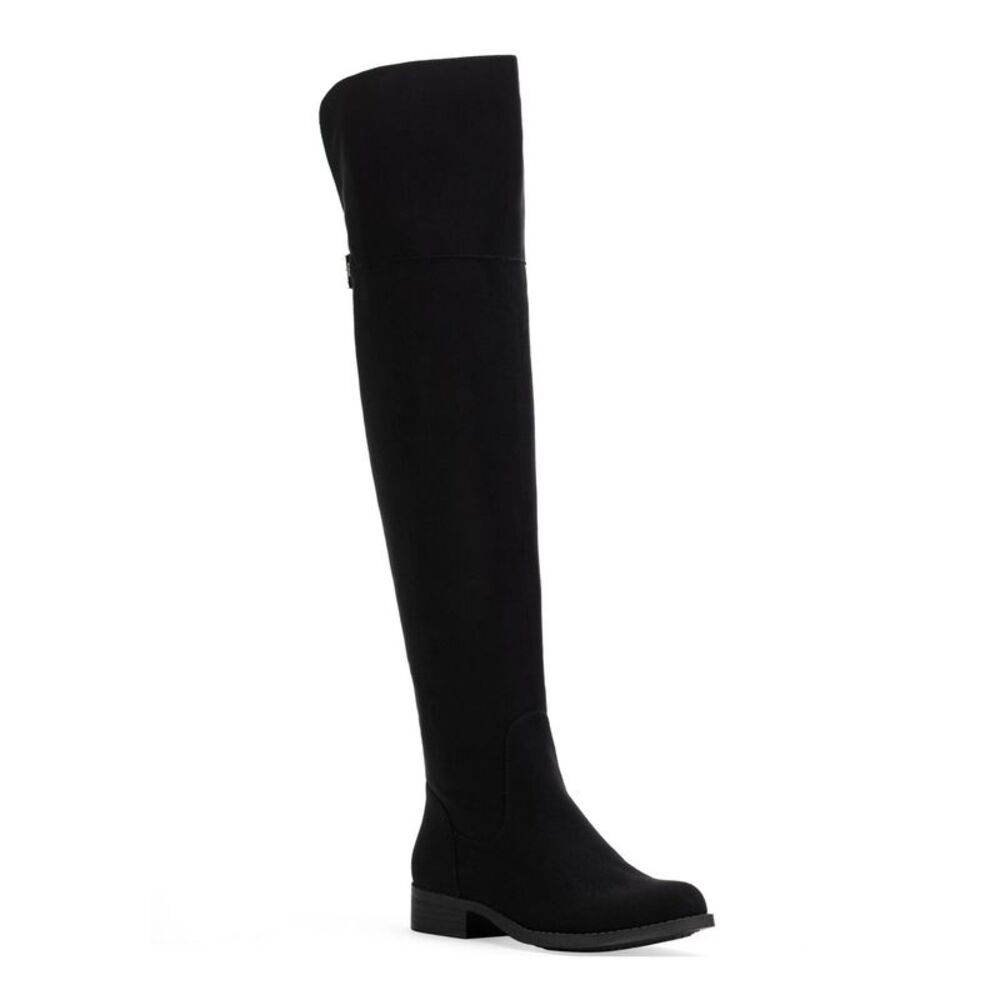 SUN STONE Womens Black 19.5 Height Gored Allicce Round Toe Block Heel Boots 7 M